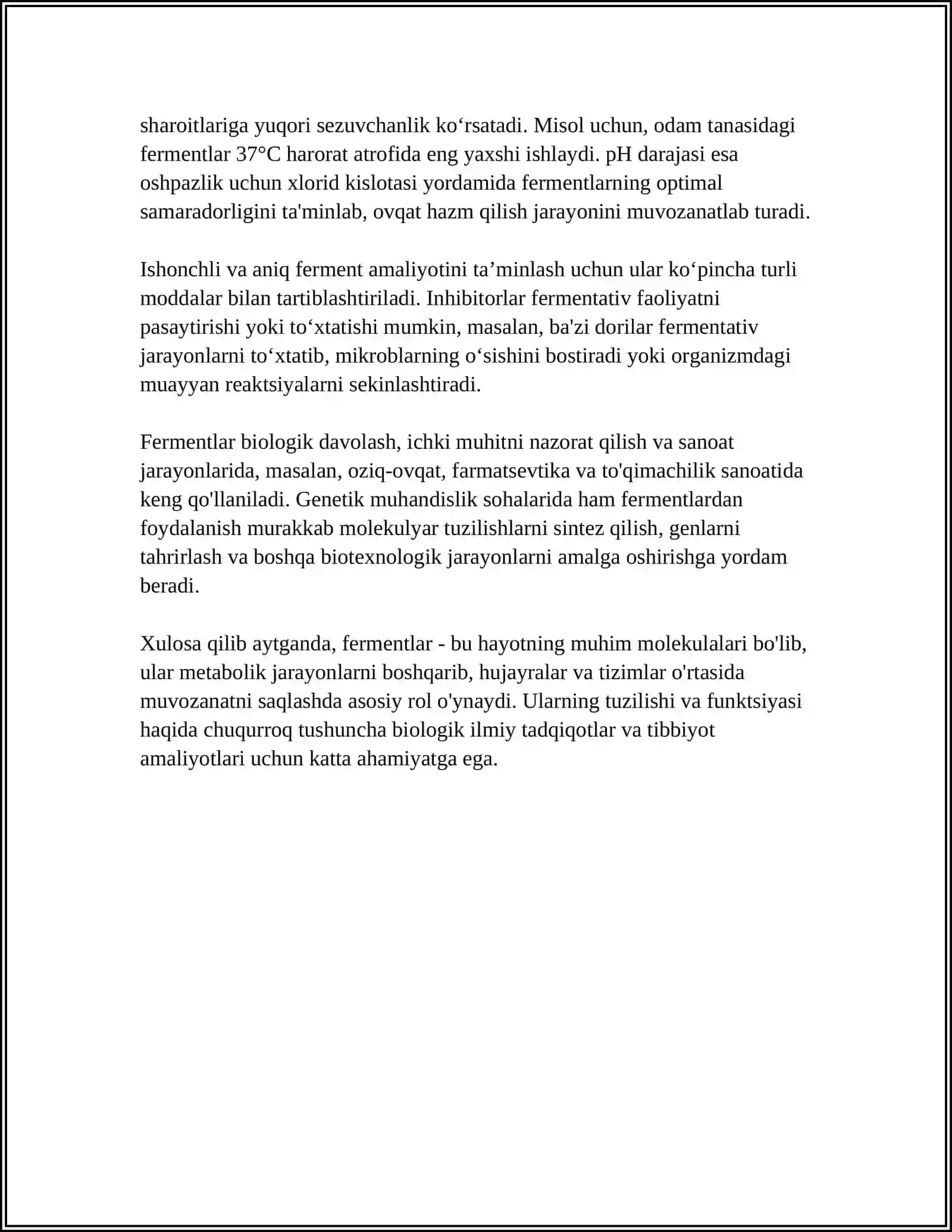 BIOKIMYOVIY TAHLILLAR FERMETLAR FAOLIGINI OʻRGANISH 4