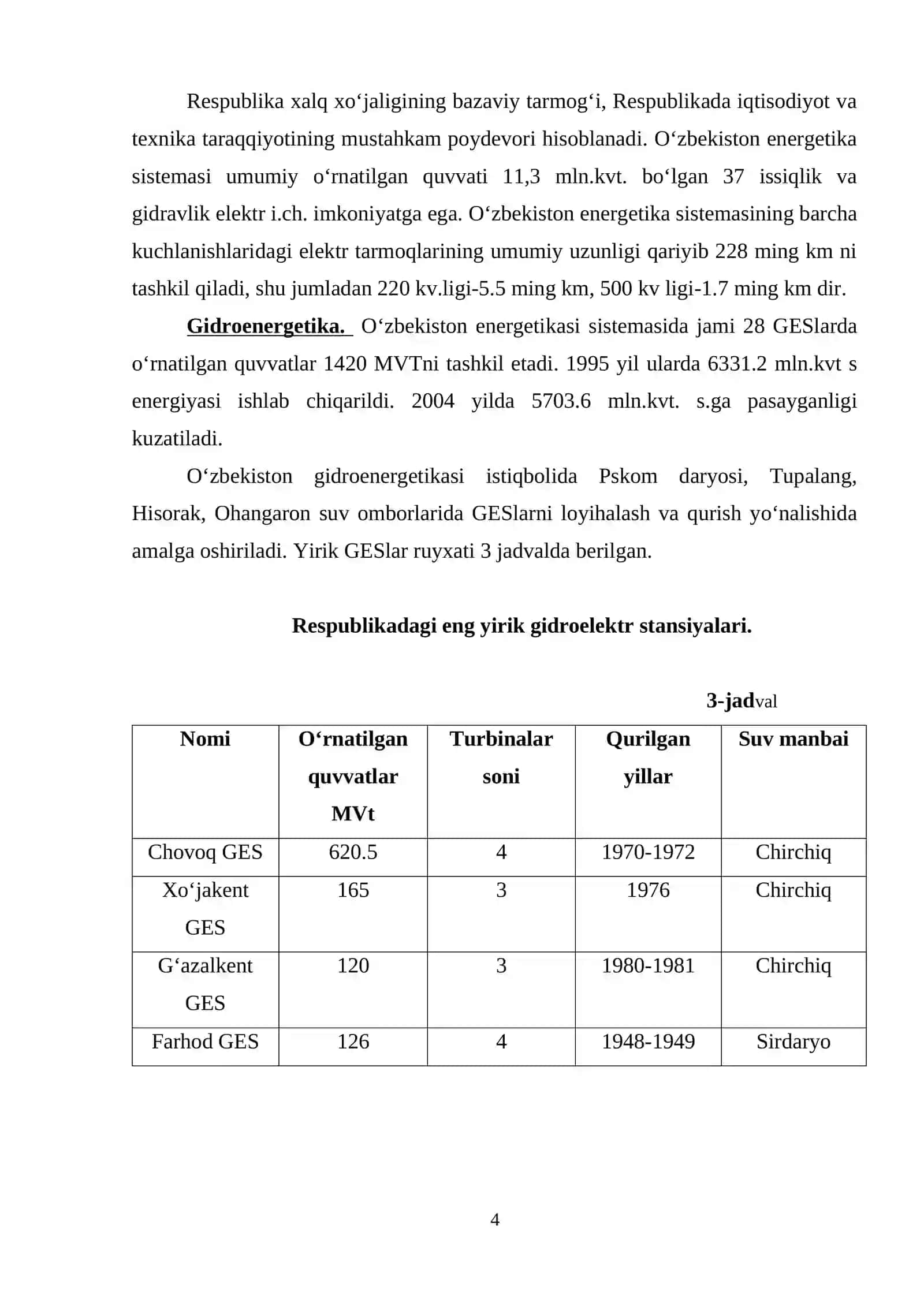 Elektro energetikaning hududiy majmualar rivojlanishi 4