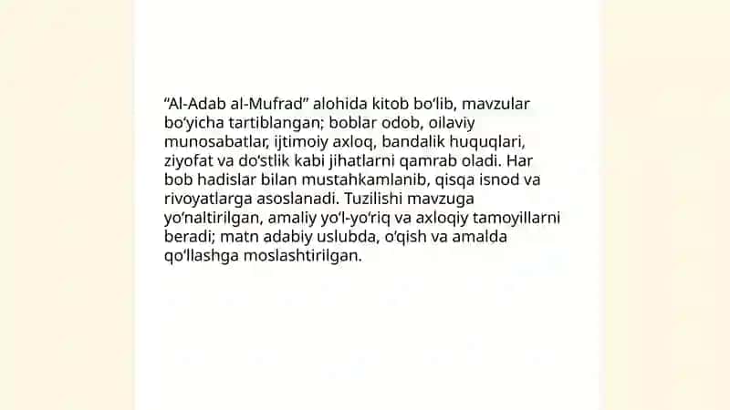 Imom Buxoriyning “Al-Adab al-mufrad” asari 4