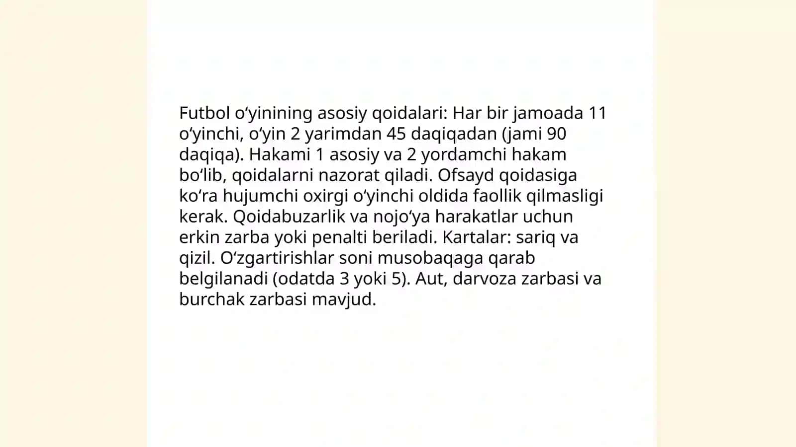 Futbol sport oʻyini qoidalari va yengil atletika 4