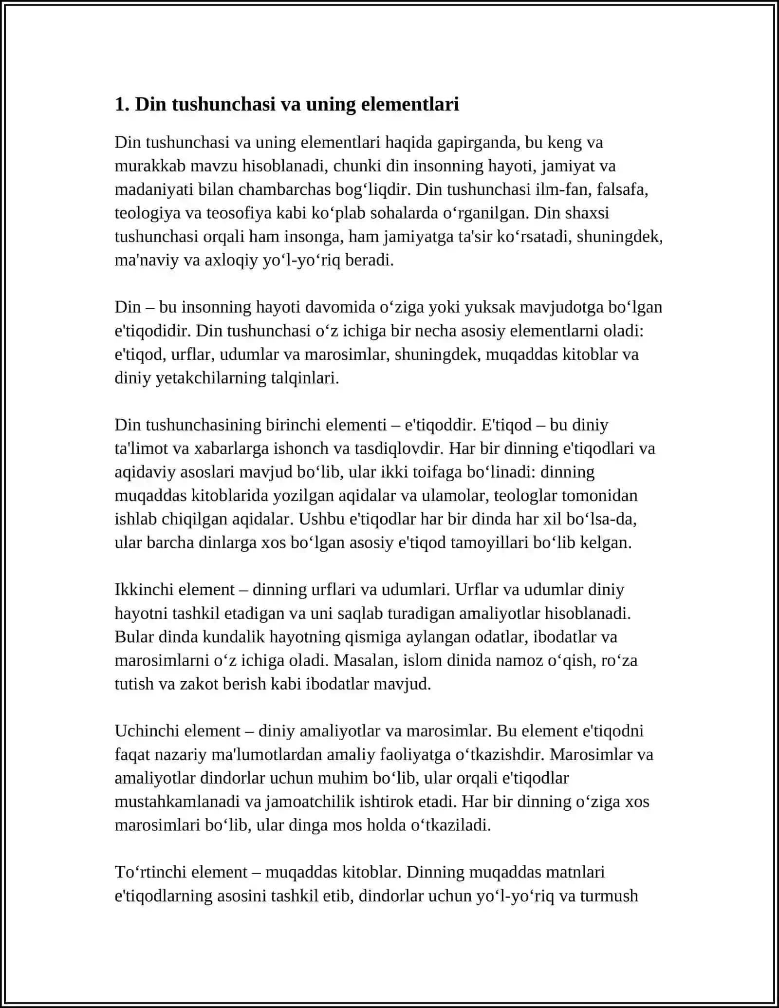 DIN, DINSHUNOSLIK, DIN FALSAFASI, TEOLOGIYA, TEOSOFIYA, XUDOJOʻYLIK, DINIY EʼTIQOD, AQIDA, ILOHIYOT TUSHUNCHALARINING MOHIYATI 4
