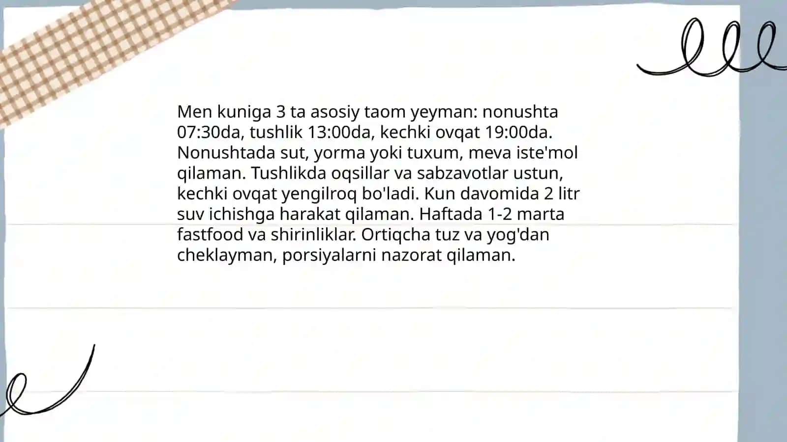 Mening kundalik tartibim 4