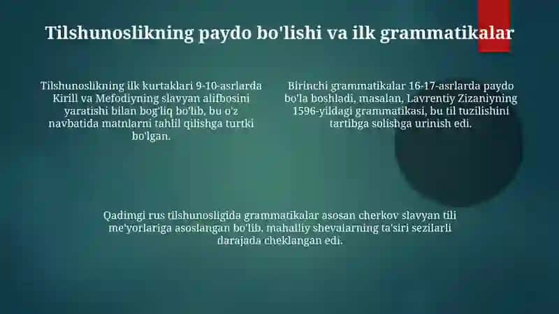 Qadimgi rus tilshunosligi qadimgi asrlarda 4