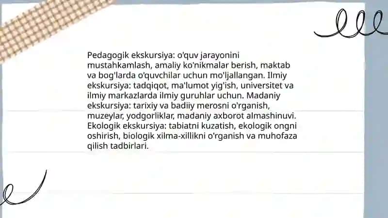 Ekskursiya haqida tushuncha 4