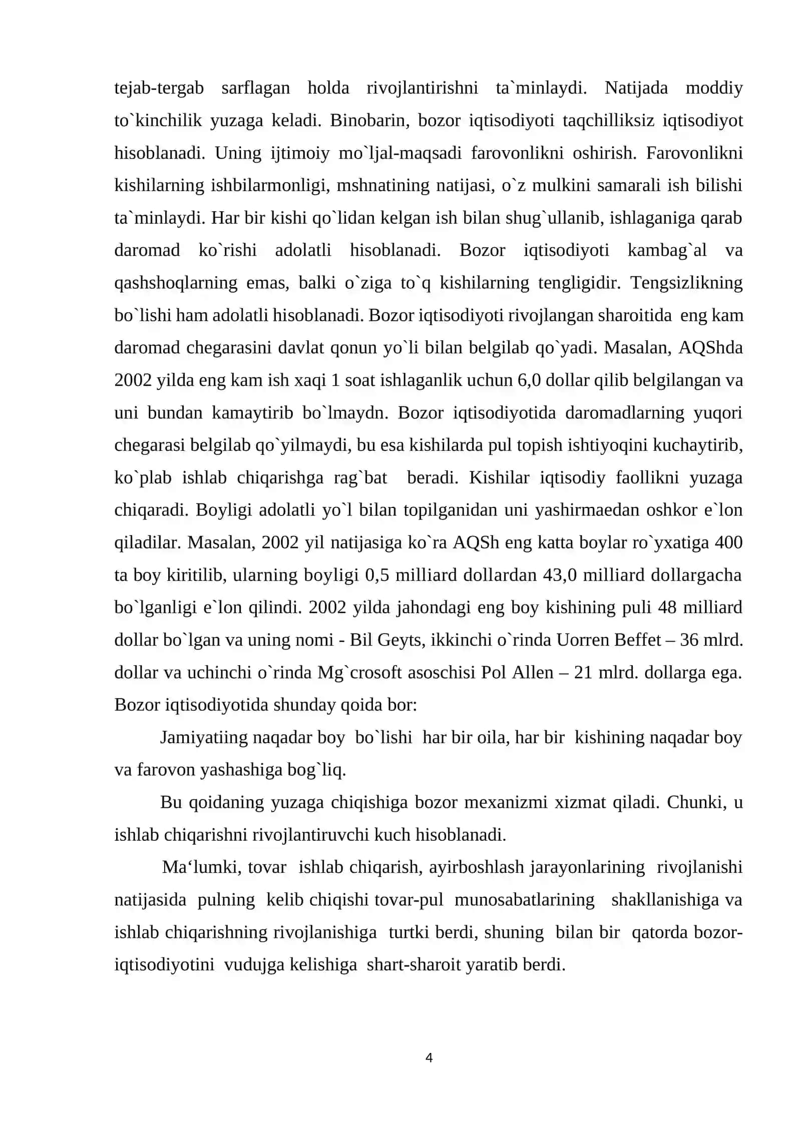 Bozor iqtisodiyotining mazmuni va uning asosiy belgilari 4