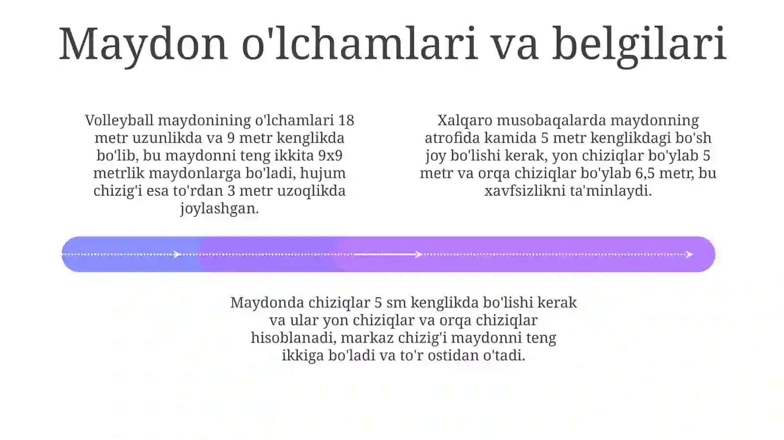 Voleybol musoboqalari o'taziladigan joyini tayyorlash va nazorat qilish 4