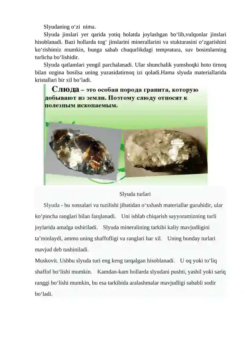 Slyudali rudalarni boyitish texnologiyasi 4