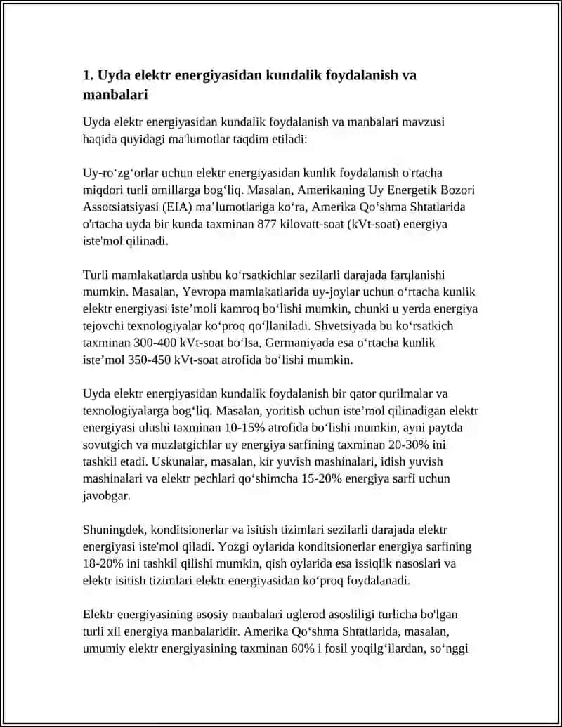 KUNDALIK HAYOTDA ENERGEY TURLARIDAN FOYDALANISH 4