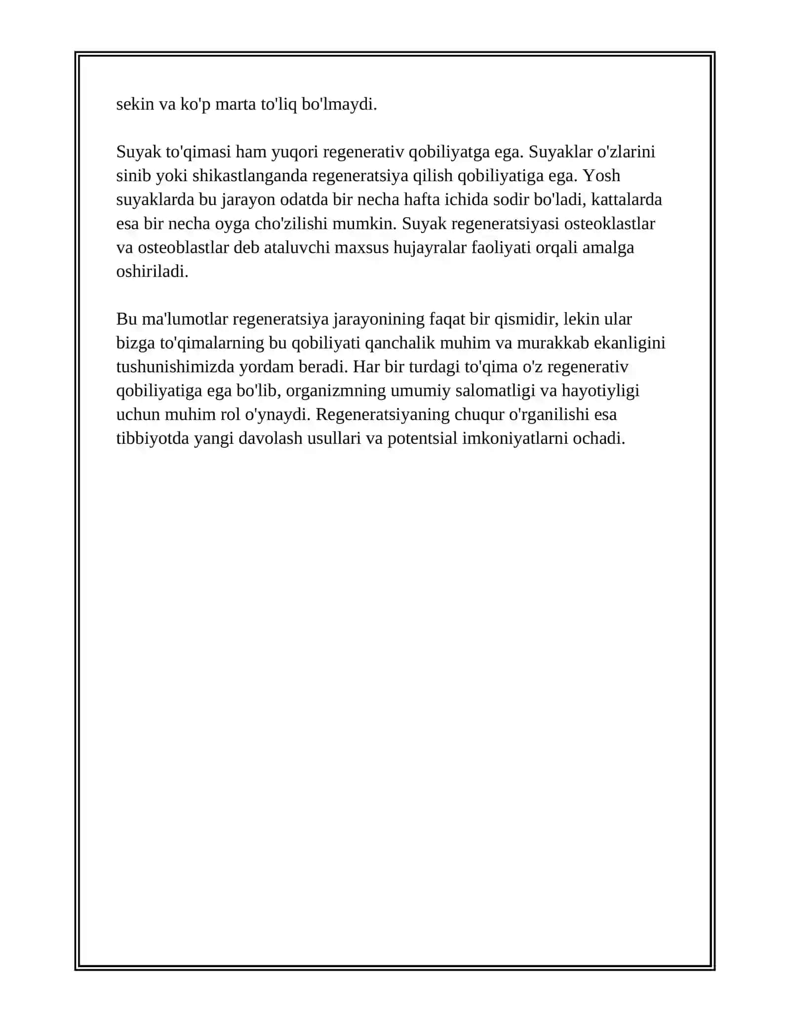 TOʻQIMALARNING FIZIOLOGIK VA REPARATIV REGENERATSIYASI.TOʻQIMALAR OʻZGARUVCHANLIGI CHEGARALARI 4