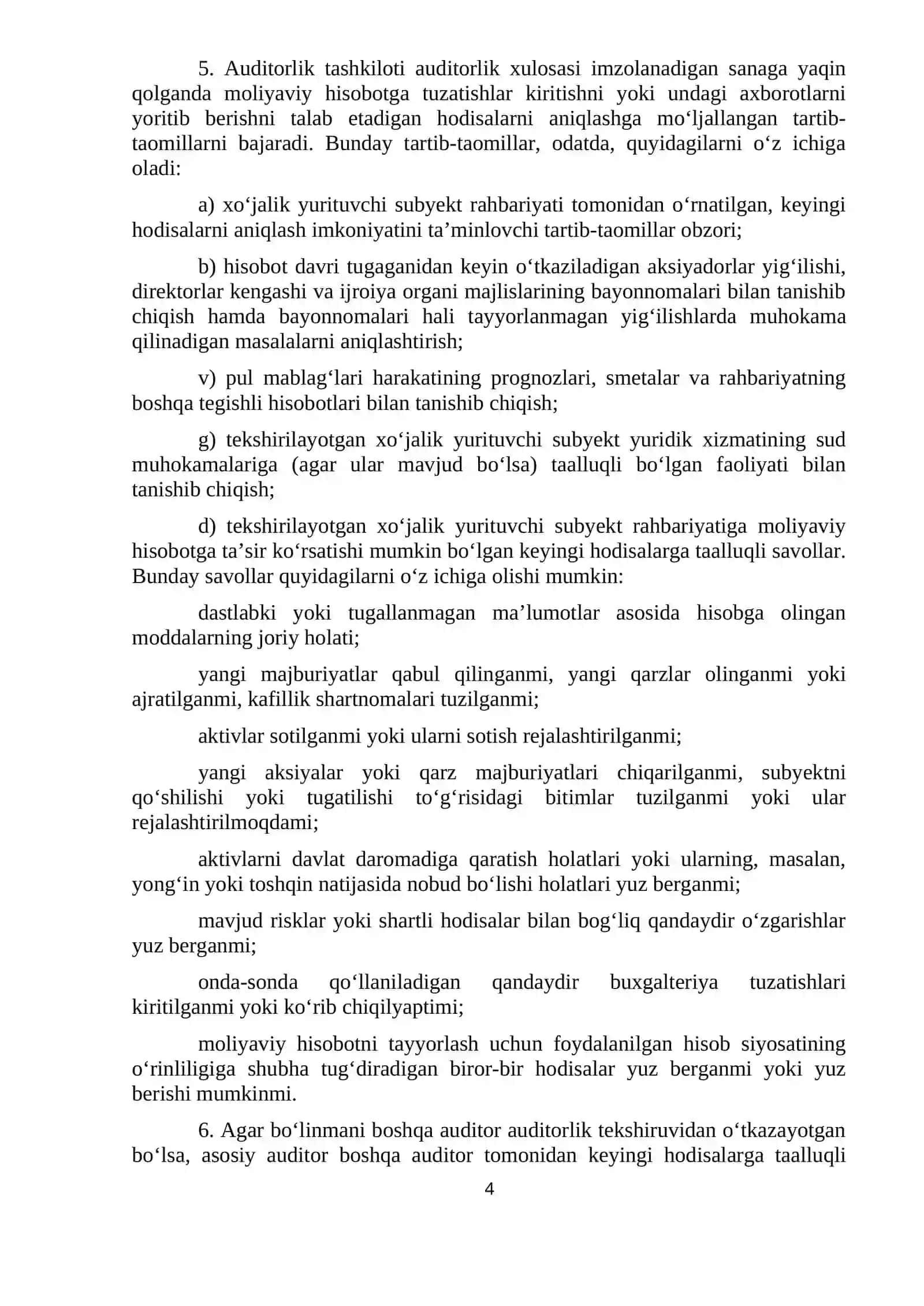 Auditda moliyaviy hisobot tuzilgan sanadan keyingi hodisalar 4