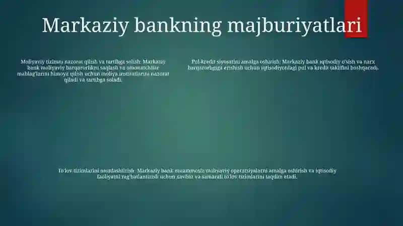 Банк Тизими. Марказий Ва Тижорат Банклар Ҳамда Уларнинг Вазифалари 4