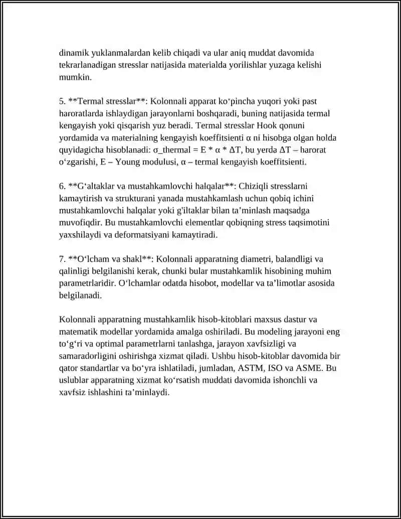 Kolonnali apparatlarning qobig'ini va qopqoqlarini mustahkamlik hisobi: umumiy prinsiplar 4