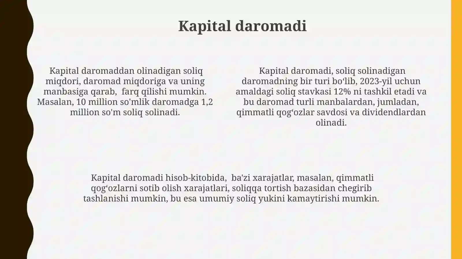 Jismoniyshaxslardanolinadigandaromadsolig'i:jamidaromadvauningtarkibi 4