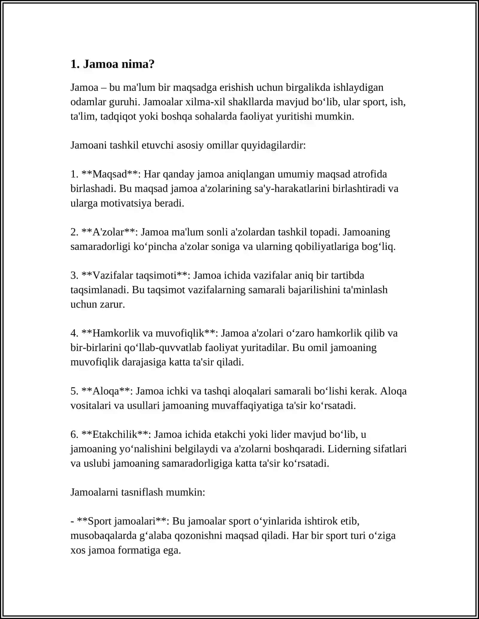 Boshlangʻich sinflarda jamoa haqida umumiy tushuncha. Jamoani tashkil etish metodikasi 4