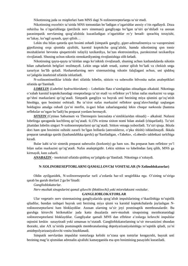 N - xolinoreseptorlarga ta`sir etuvchi vositalar 4