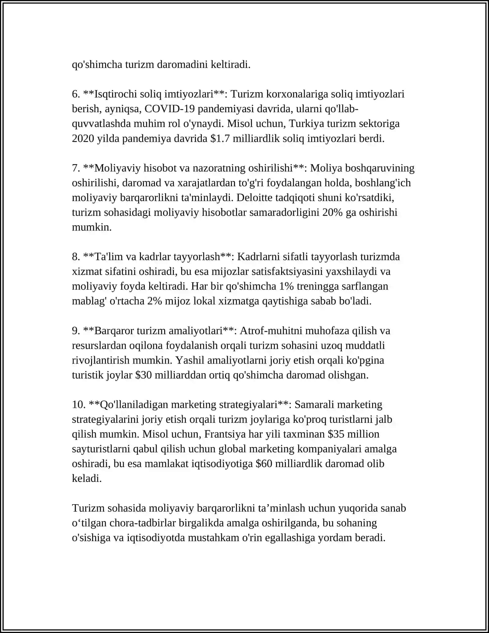 TURIZM VA MEHMONXONA XO’JALIGI KORXONALARINING MOLIYAVIY BARQARORLIGI 4