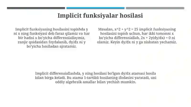 Yuqori tartibli hosilalar va ularni hisoblash usullari 4