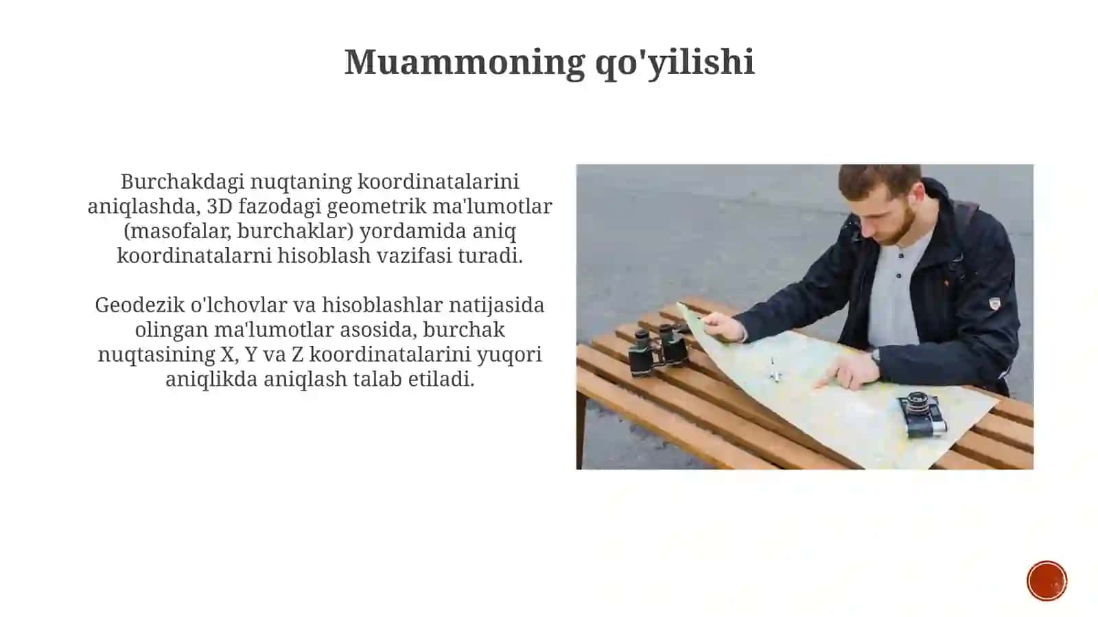 Bino burchagidagi nuqtaning koordinatalarini aniqlash 4