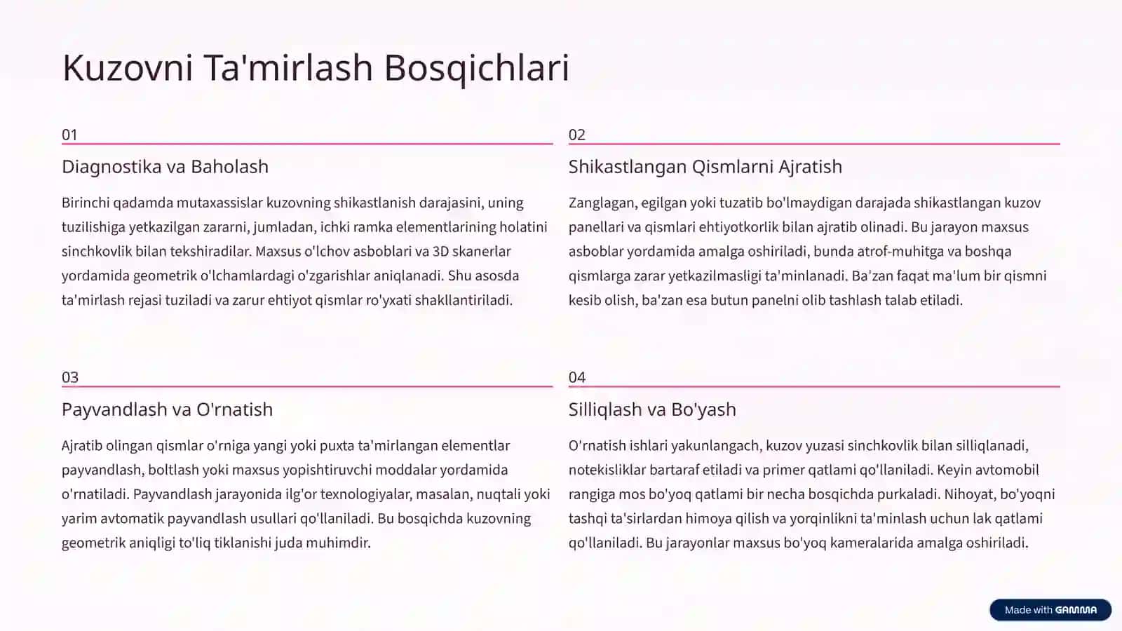 Avtomobil Kuzovi va Kabinalarini Ta'mirlash Texnologiyasi 4