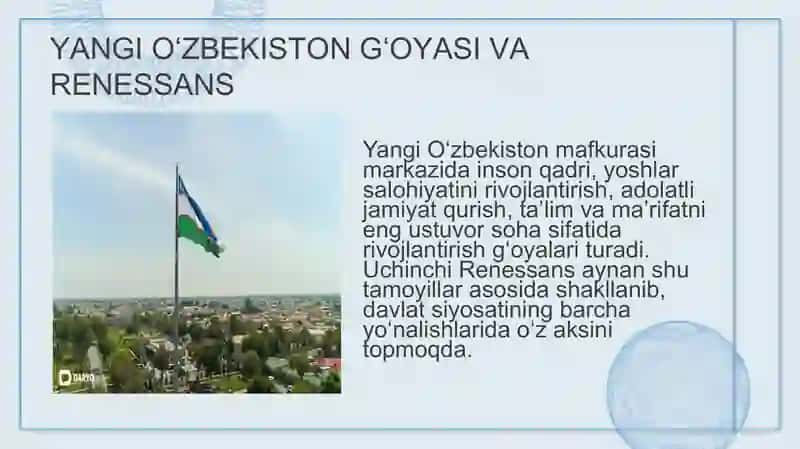 Uchinchi Renessans - Yangi O'zbekiston taraqqiyotining tamal toshi. 4