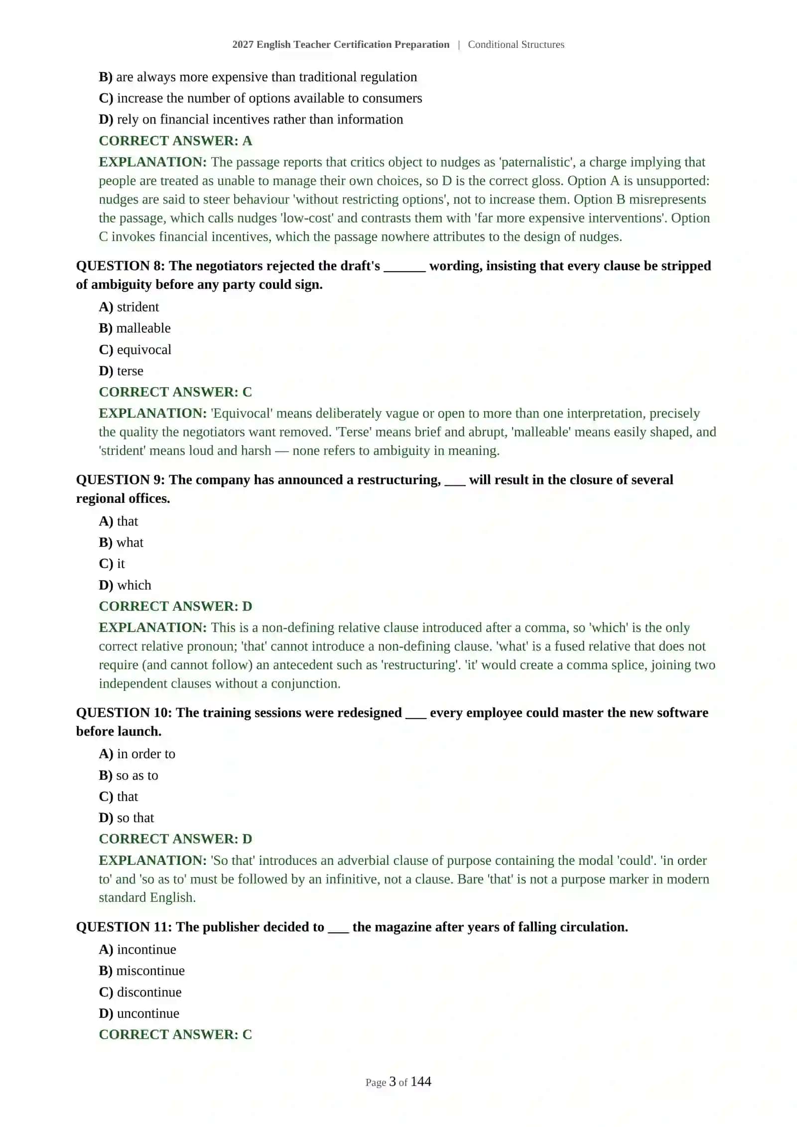 2027 English Teacher Certification Preparation | Conditional Structures 4