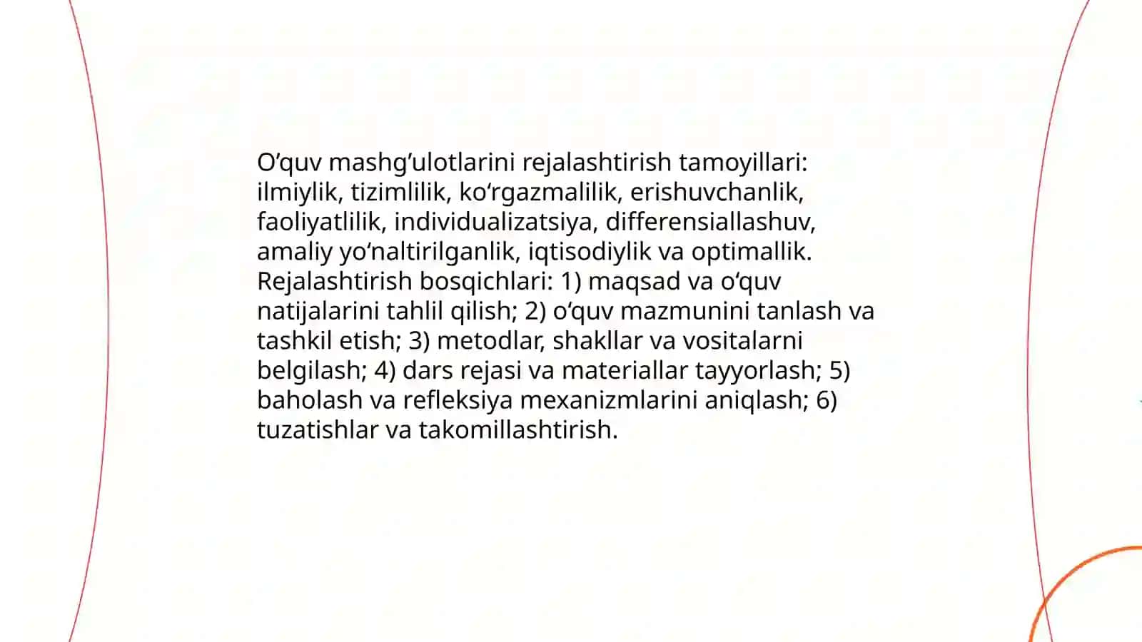 O’quv mashg’ulotlarining shakllanishi va uni o’qitish metodikasi 4