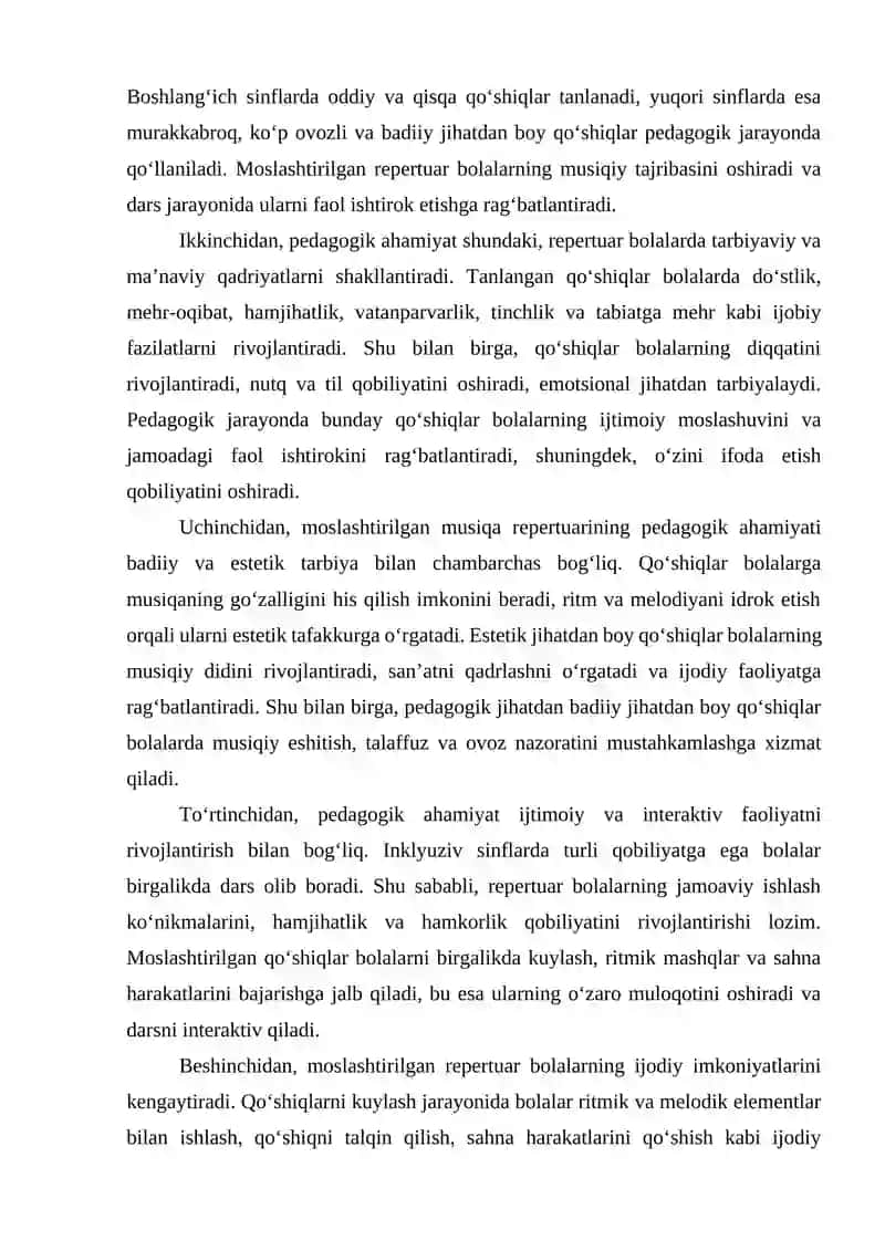 INKLYUZIV TA’LIM SHAROITIDA MUSIQA REPERTUARINI MOSLASHTIRISH 4