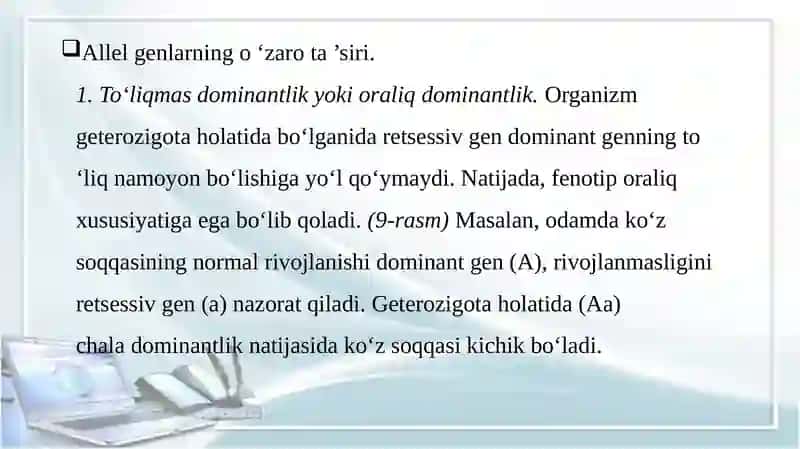 Belgilarning irsiylanish qonunlari. Irsiyat qonunlari. Genetik injeneriyaning tibbiyotdagi ro’li. An 4