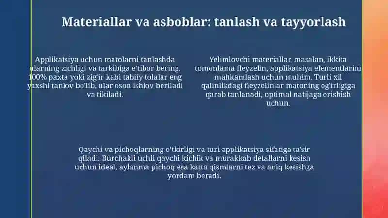Figurali va dekorativ applikatsiya 4