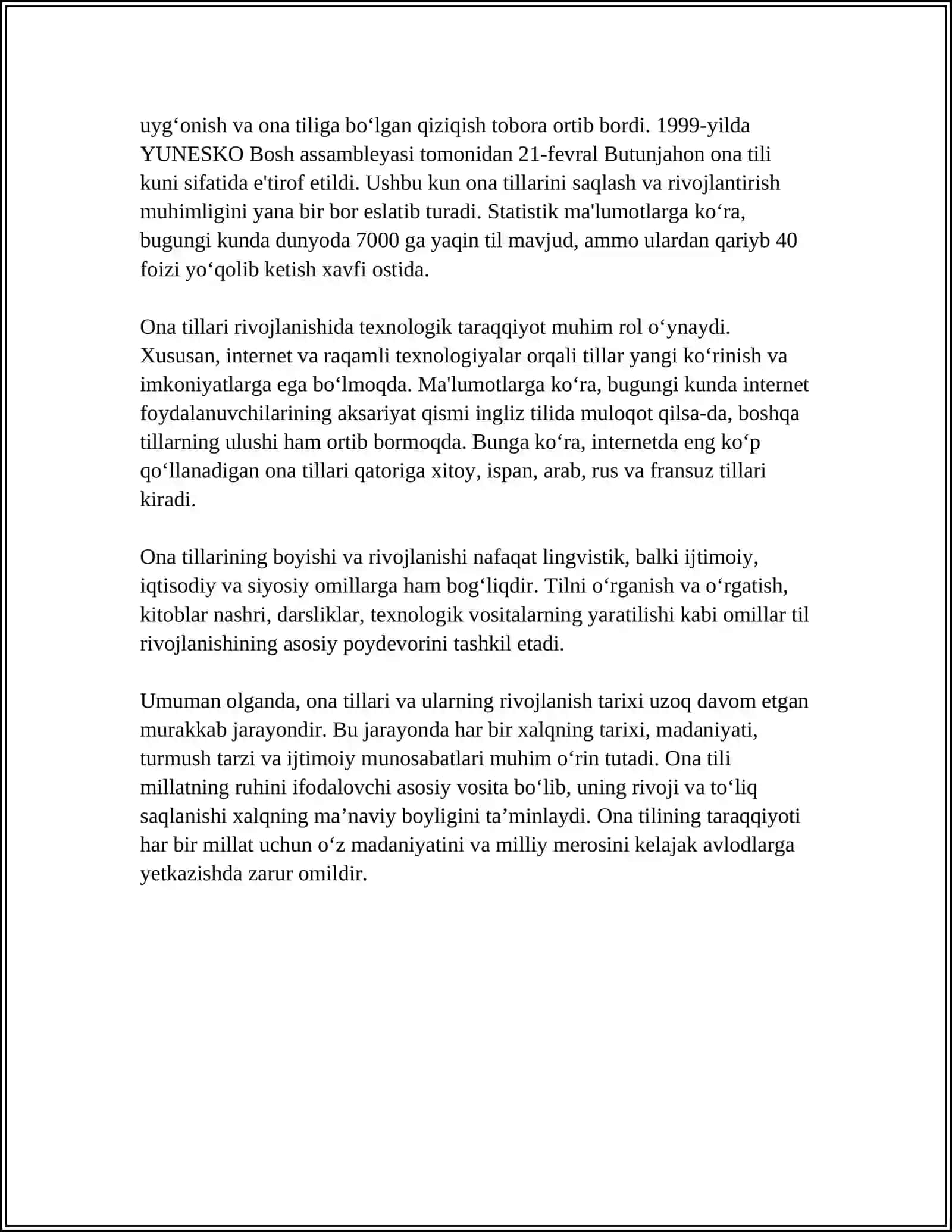 ONA TILI MILLIY TIL VA ADABIY TIL MUSTAQIL ISH 4