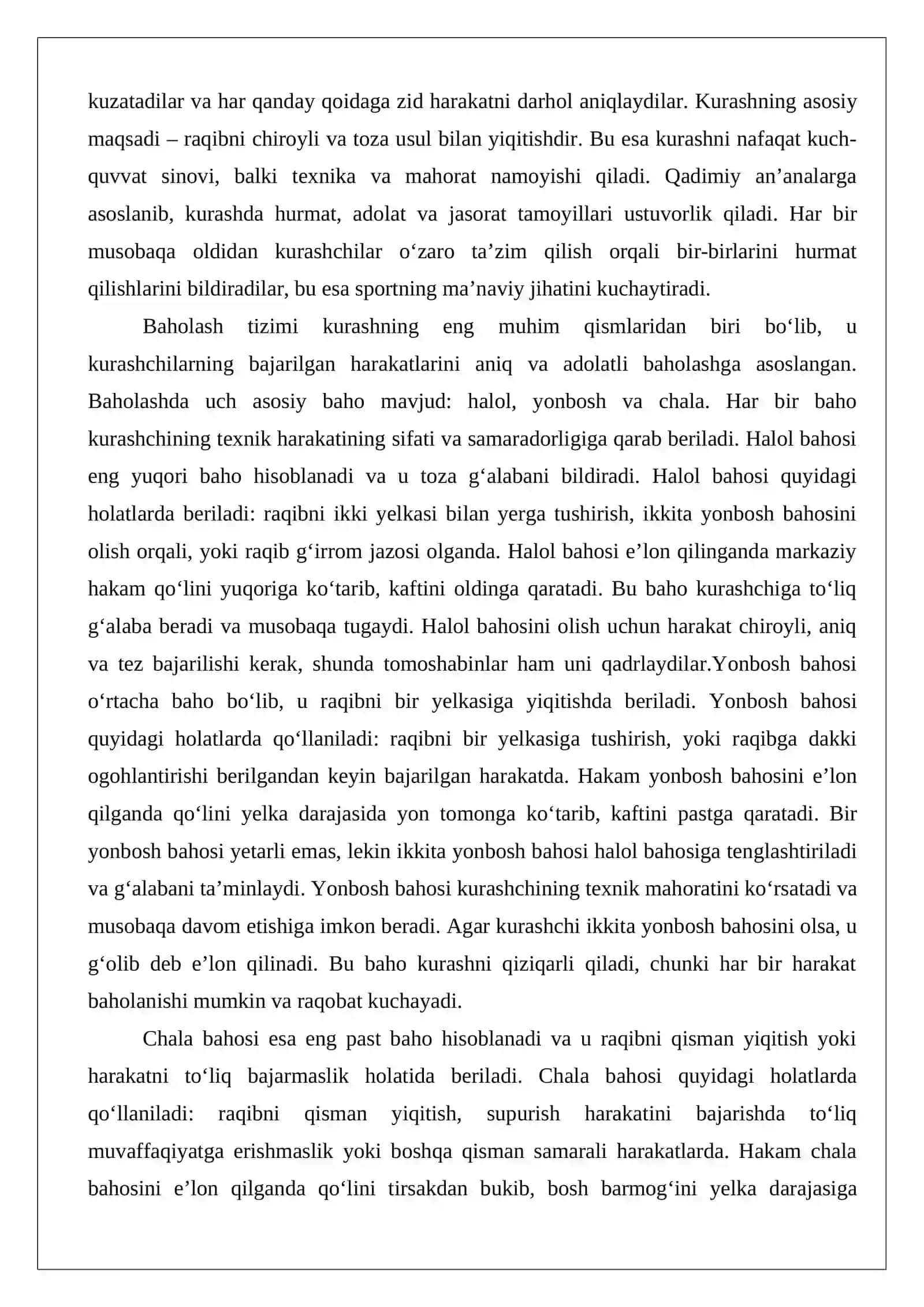 Kurash turi bo‘yicha hakamlik qilish qoidalari, hakamlarning vazifalari, musobaqalar 4
