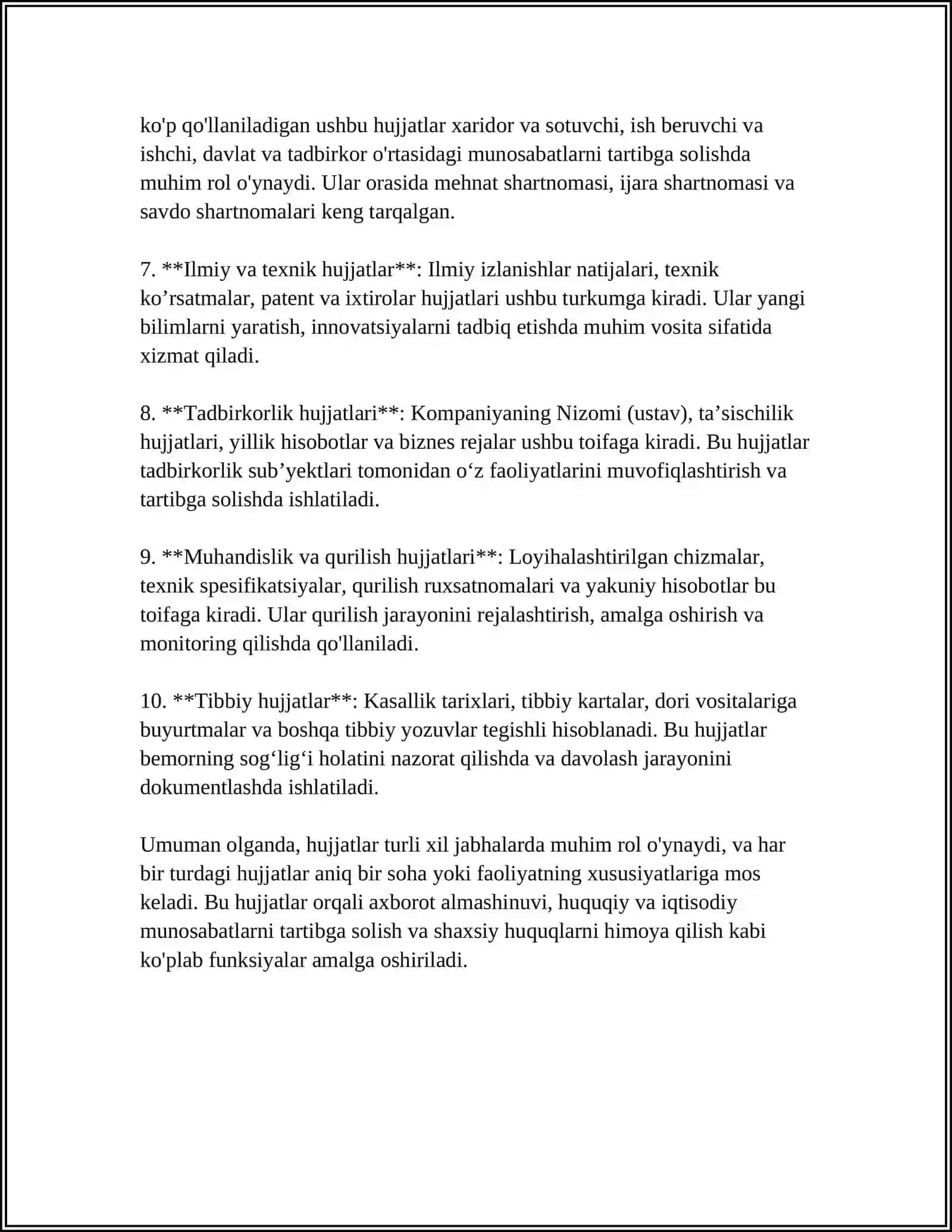 ISH HUJJATLARI VA ULARGA QO'YILADIGAN ASOSIY TALABLAR 4