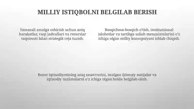 Bozor iqtisodiyotiga o'tishning milliy konsepsiyasi va islohotlar strategiyasi 4