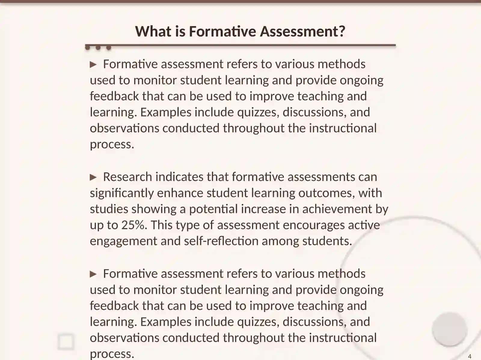 Formative and Summative assessment types 4