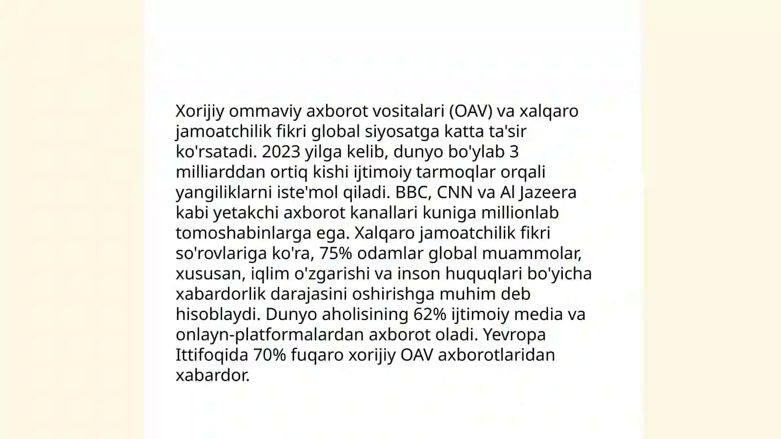 Xorijiy OAV ning media makonidagi o'rni 4