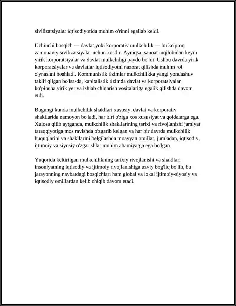 MULKCHILIK MUNOSABATLARINI RIVOJLANISHI 4