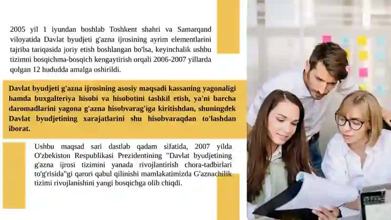 O‘zbekiston Respublikasi Moliya vazirligi G‘aznachiligi faoliyatini tashkil etish 4