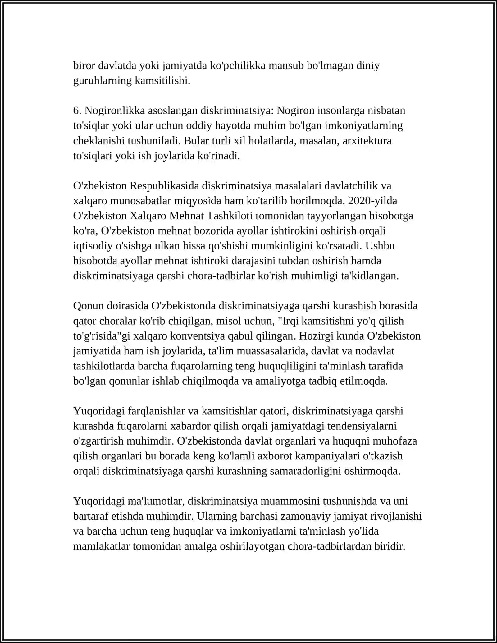IJTIMOIY ISHDA ANTIDISKRIMINATSION AMALIYOT 4
