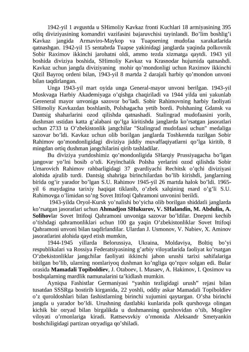 Ikkinchi jahon urushi va urushdan keyingi yillarda O’zbekiston 4