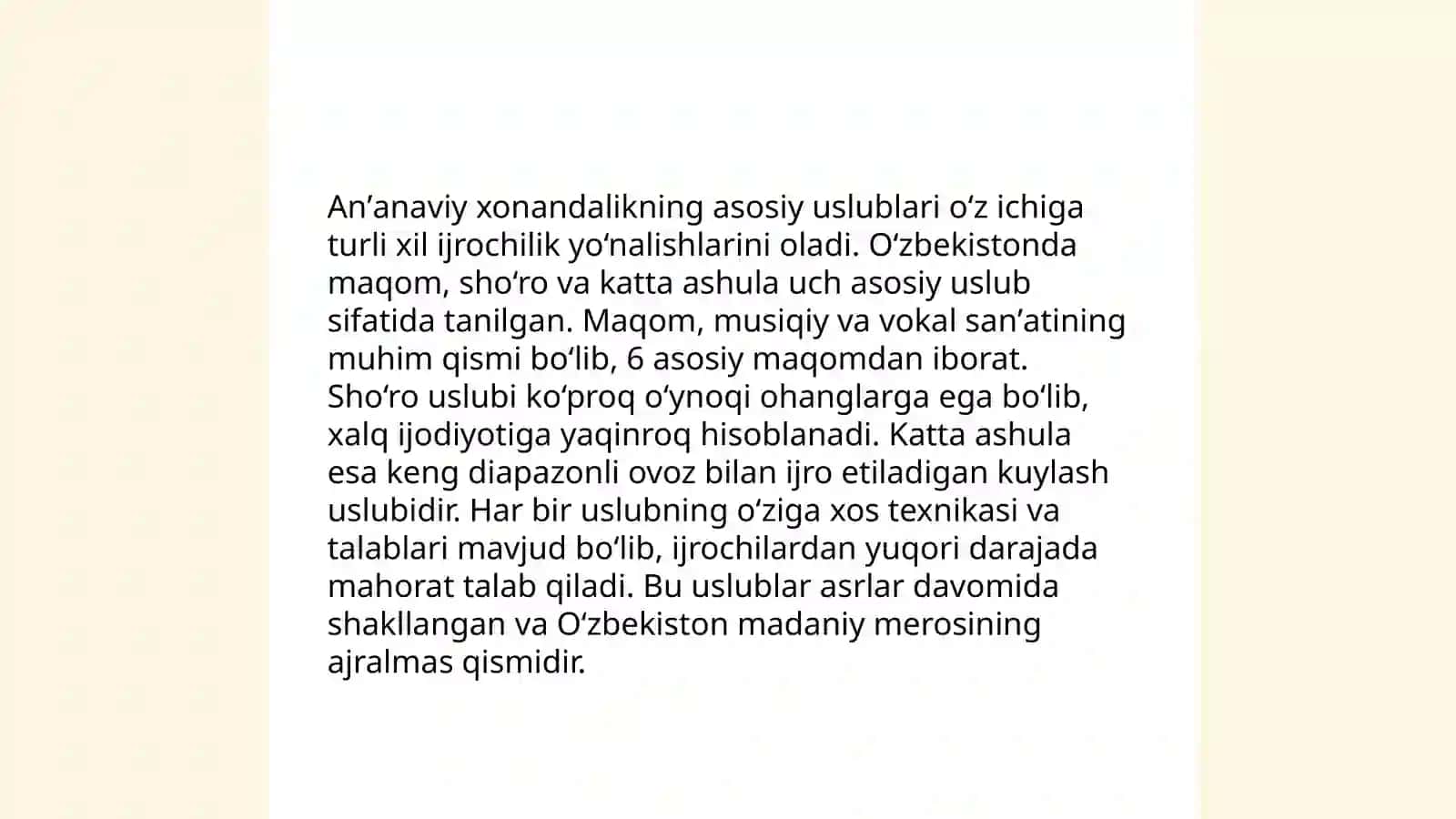 Anʼanaviy xonandalik tarixi haqida tushuncha 4