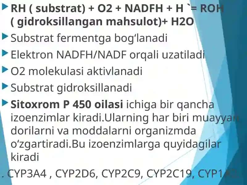 Sitoxrom P450 induktorlari va ingibitorlarini klinikada qoʻllanilishi. 4
