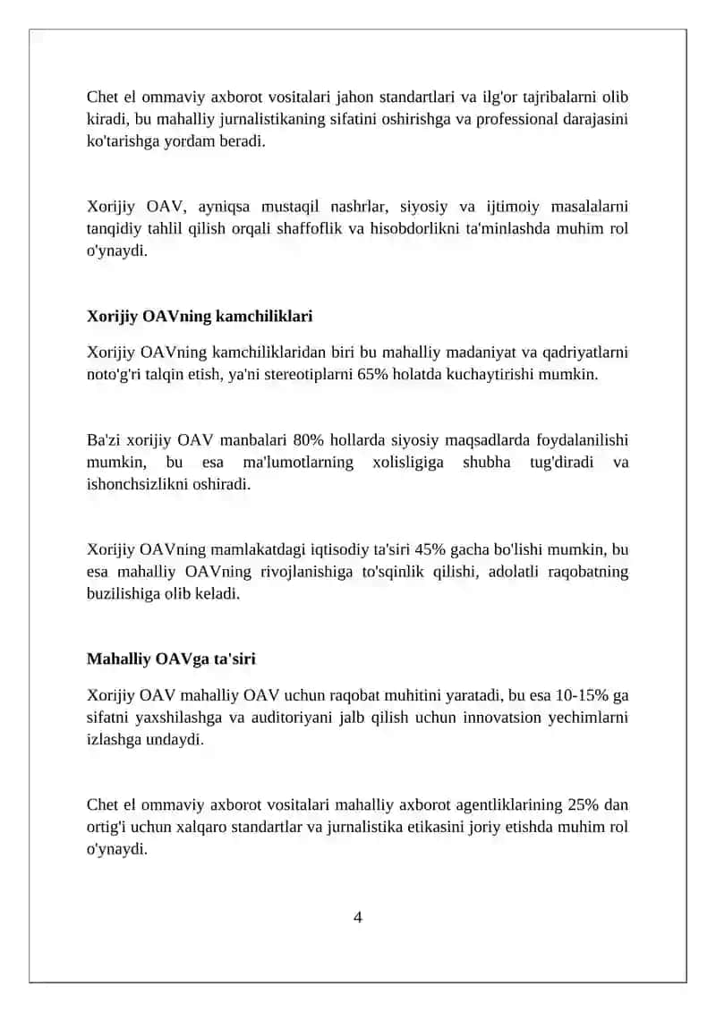 Xorijiy ommaviy axborot vositalarining media makonidagi o'rni 4