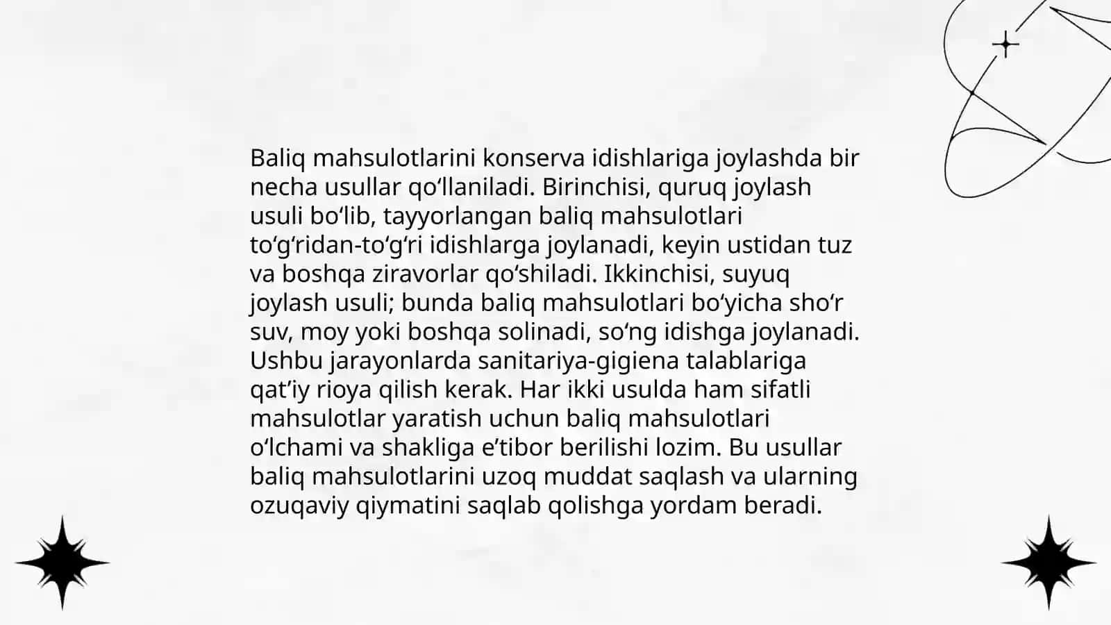 Baliq mahsulotlarini bonkalarga qadoqlash texnologiyasi 4