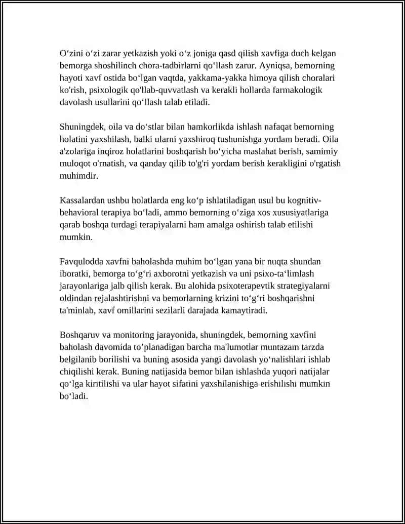 KRIZIS HOLATDA BOLGAN BEMORGA MASLAHAT BERISH 4
