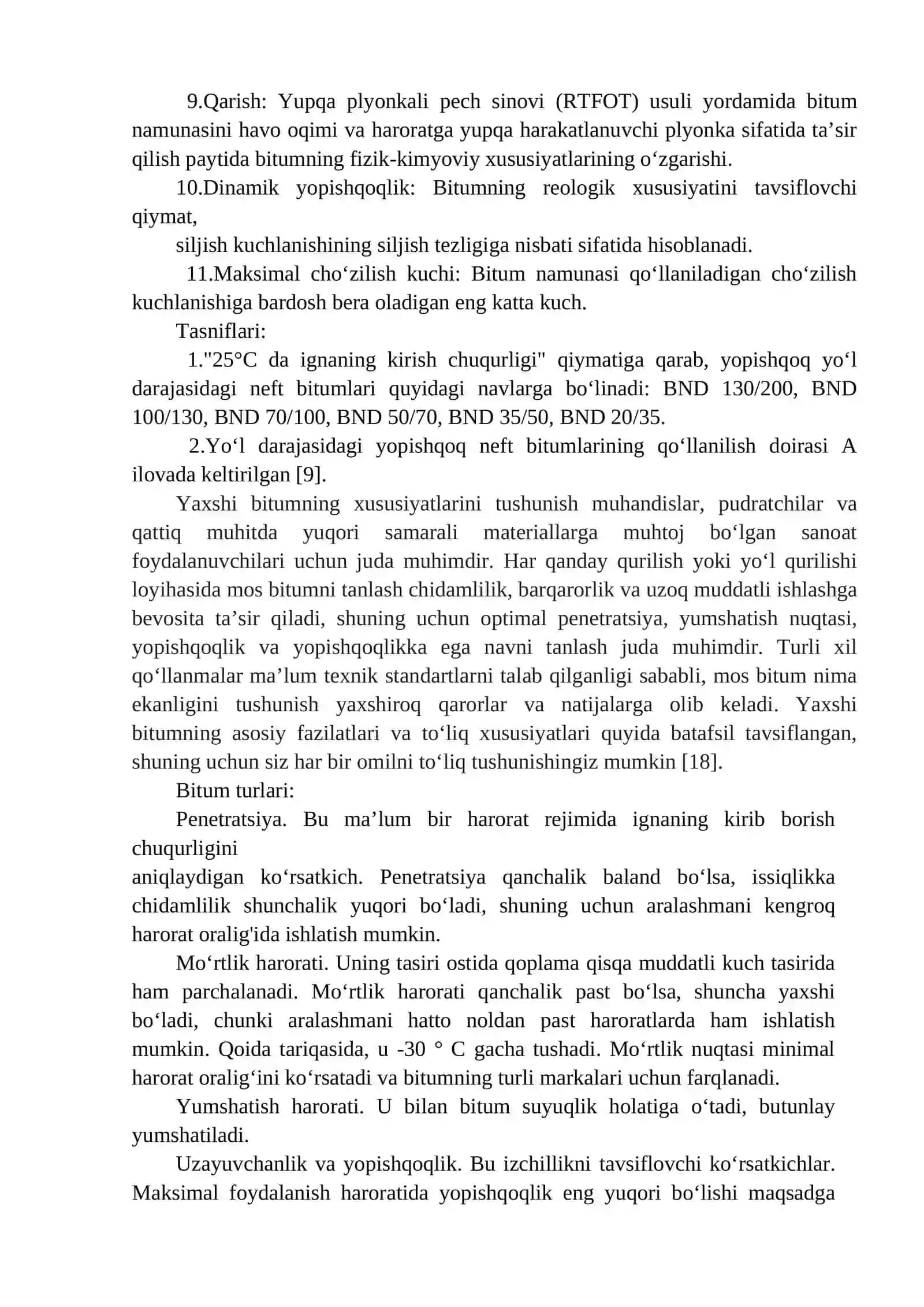 Neft yo‘l bitumlari va ularni yo‘l qurilishida ishlatilish sohalari 4