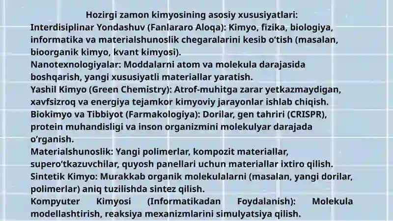 Kimyoning hozirgi zamon davri.Kvany kimyosi 4