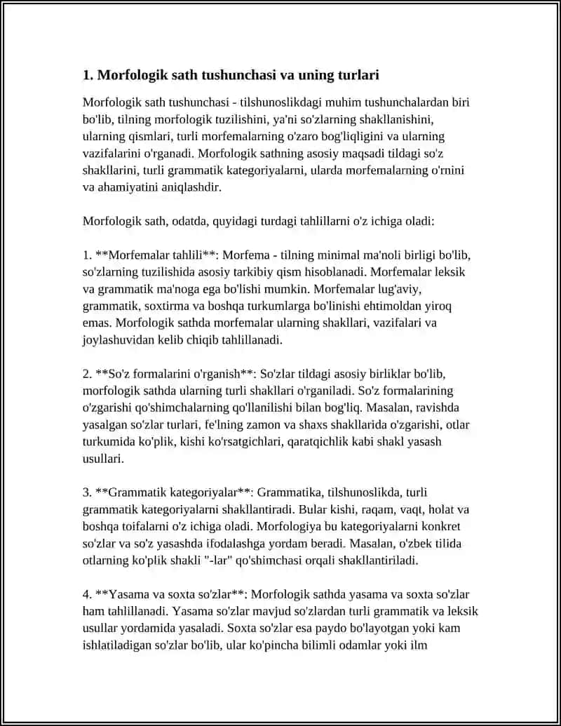 Morfologik sath va Morfemaning lingvistik tavsiyasi 4