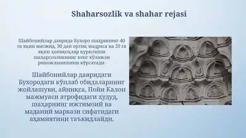 Shayboniylar davrida Buxoroda qurilgan tarixiy me'morchilik yodgorliklari 4