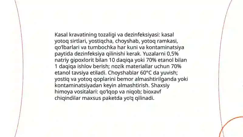 Bemor xonasini sanitar holatini nazorat gilish 4
