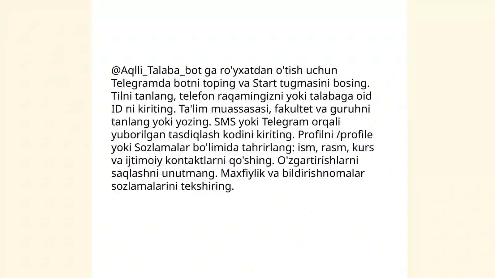@Aqlli_Talaba_bot bilan tanishuv: maqsad va imkoniyatlari 4